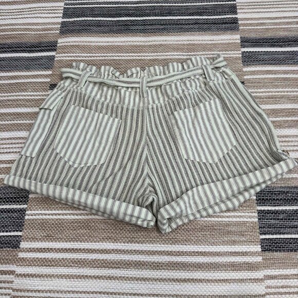 Free People One Harriet Striped Shorts Pockets Relaxed Fit Green Brown Sz Large - Picture 7 of 14